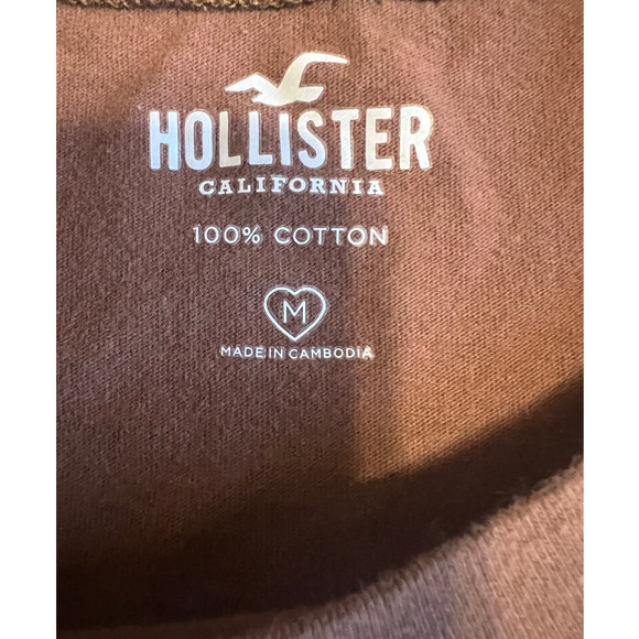 Hollister Brown Crew Neck Cotton Graphic T-Shirt Size M - Picture 3 of 5